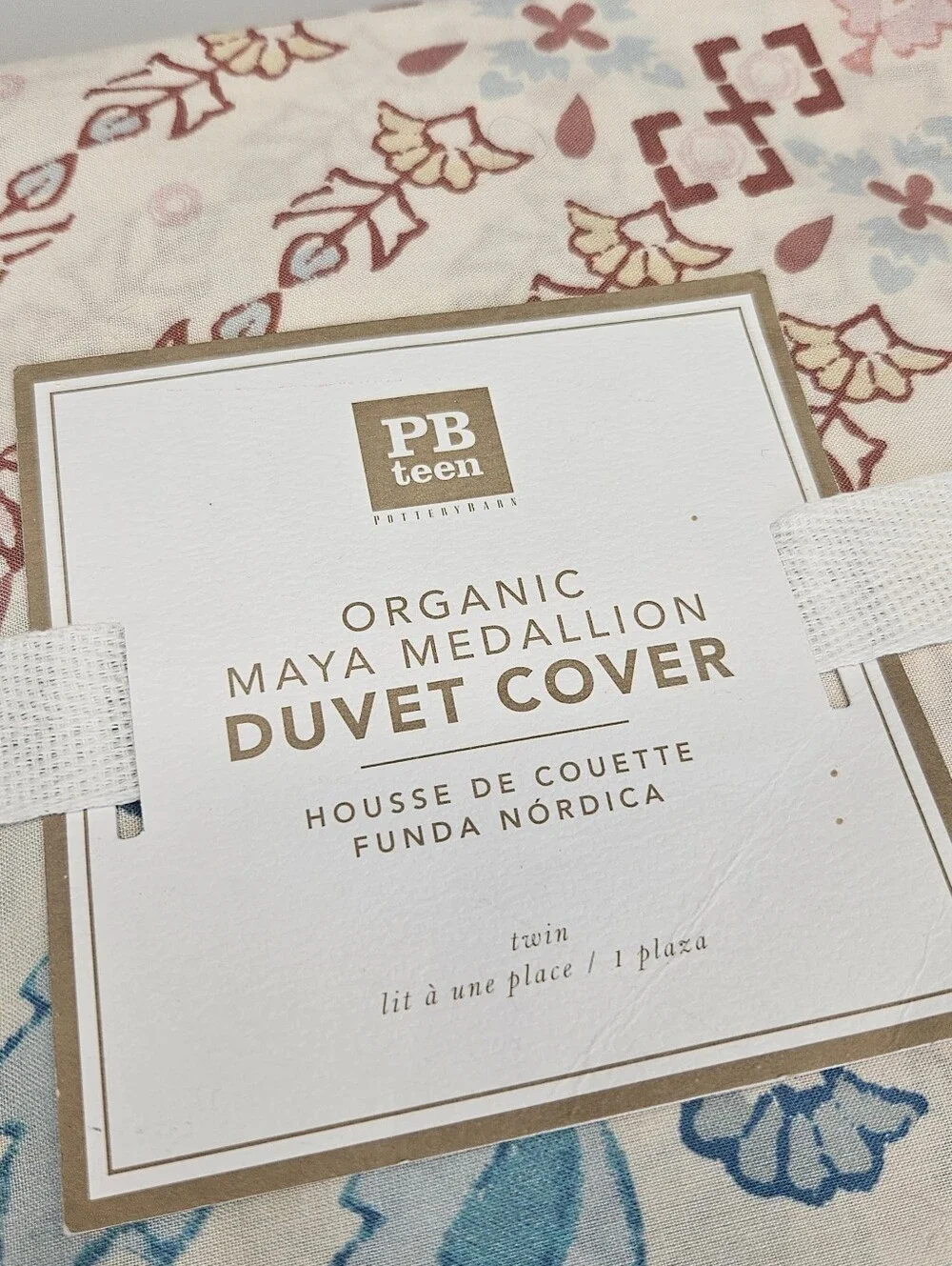 Pottery Barn Teen Girls Organic Maya Medallion Duvet Cover Multi Twin Ecru
